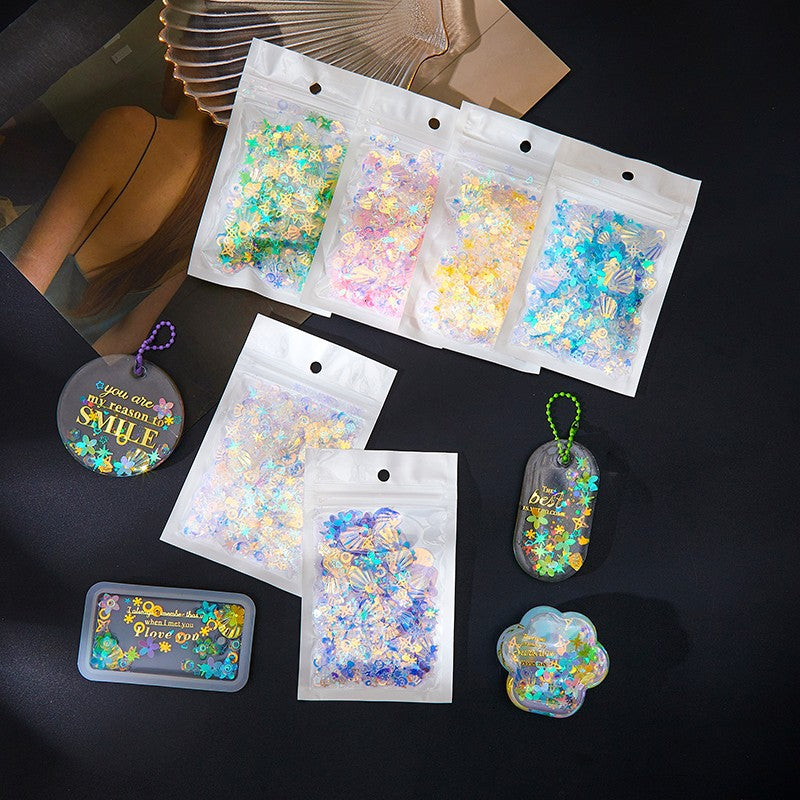 Wholesale Colorful Glitter High Shining Mermaid Mixed with Golden Transparent Colorful Star Love Nail and Eye Makeup Material